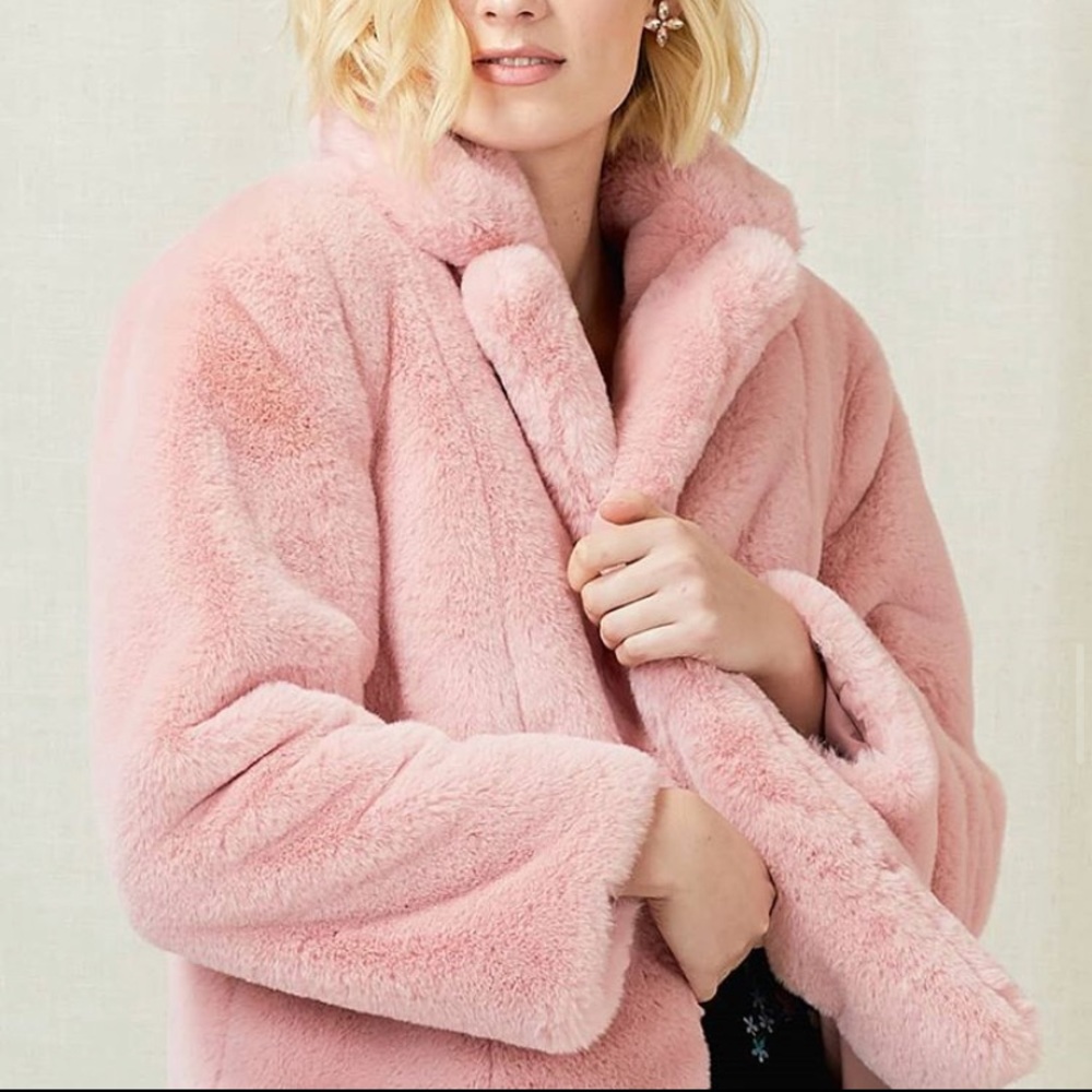 Pink fur coat